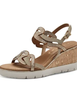 Tamaris Sandalen^Keilsandaletten in Hellbraun/ Gold