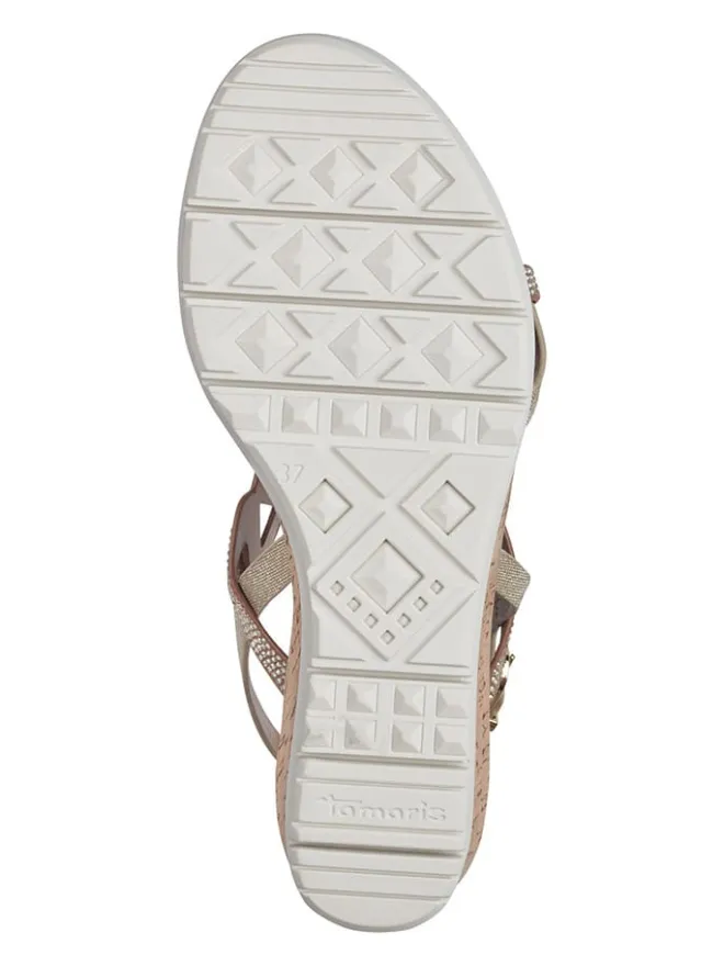 Tamaris Sandalen^Keilsandaletten in Hellbraun/ Gold