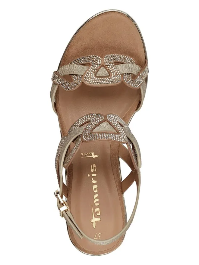 Tamaris Sandalen^Keilsandaletten in Hellbraun/ Gold