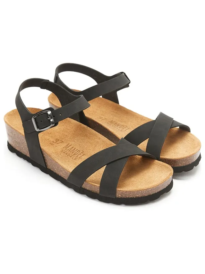 Mandel Sandalen^Keilsandaletten in Schwarz