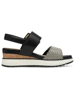 Keil-Sandaletten in Schwarz/ Weiß><noscript><img width=