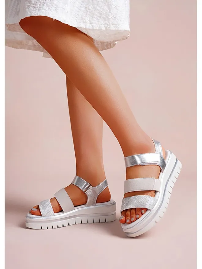 Keilsandaletten in Silber/ Grau>Foreverfolie Sale