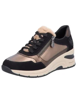 rieker Schnürschuhe^Keilsneakers in Schwarz/ Hellbraun