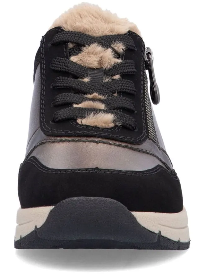 rieker Schnürschuhe^Keilsneakers in Schwarz/ Hellbraun