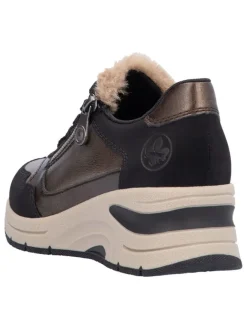 rieker Schnürschuhe^Keilsneakers in Schwarz/ Hellbraun