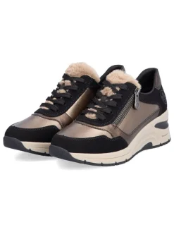 rieker Schnürschuhe^Keilsneakers in Schwarz/ Hellbraun