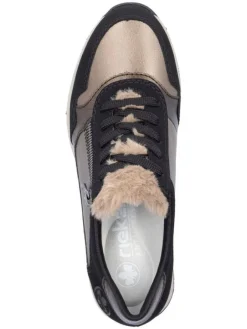 rieker Schnürschuhe^Keilsneakers in Schwarz/ Hellbraun
