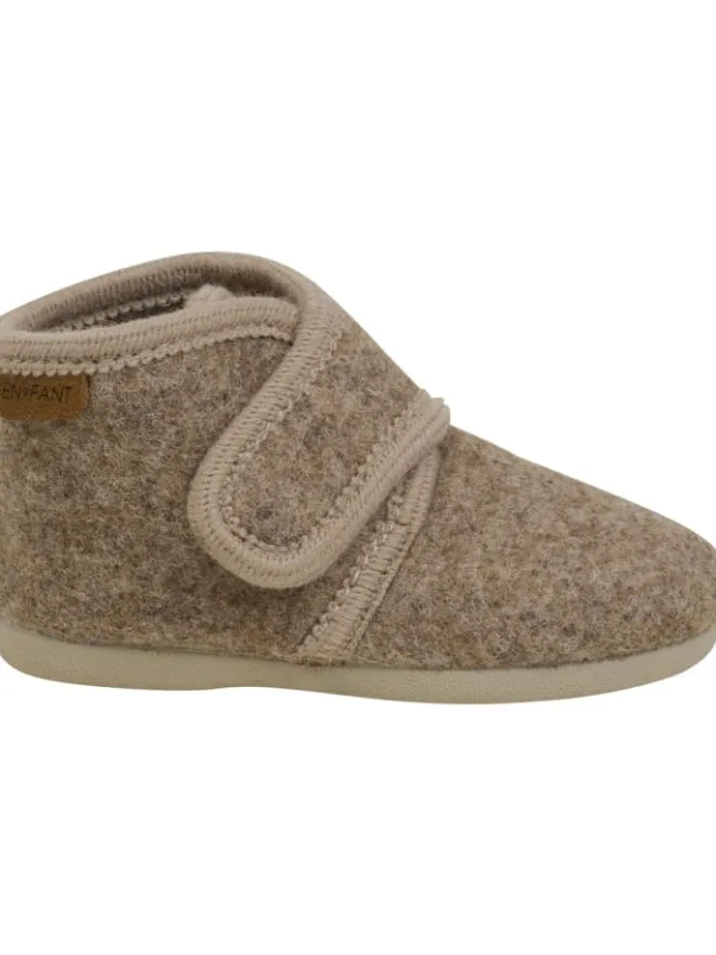 Kinder Hausschuh "Slippers Wool Hook and Loop" in Braun>En Fant Clearance
