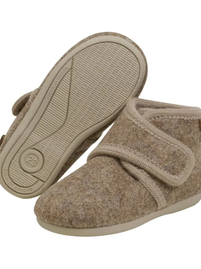 Kinder Hausschuh "Slippers Wool Hook and Loop" in Braun>En Fant Clearance