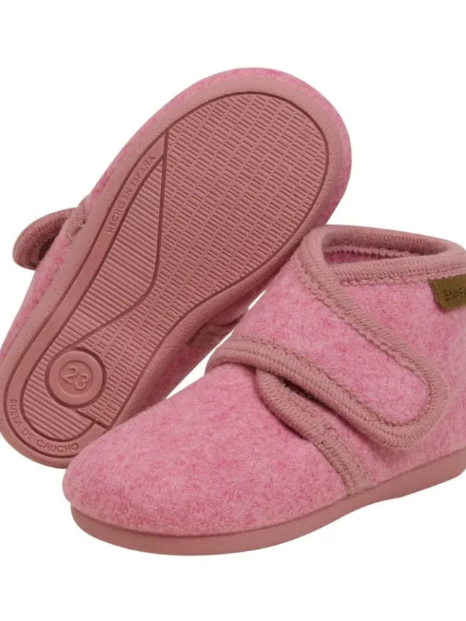 Kinder Hausschuh "Slippers Wool Hook and Loop" in Rosa>En Fant Online