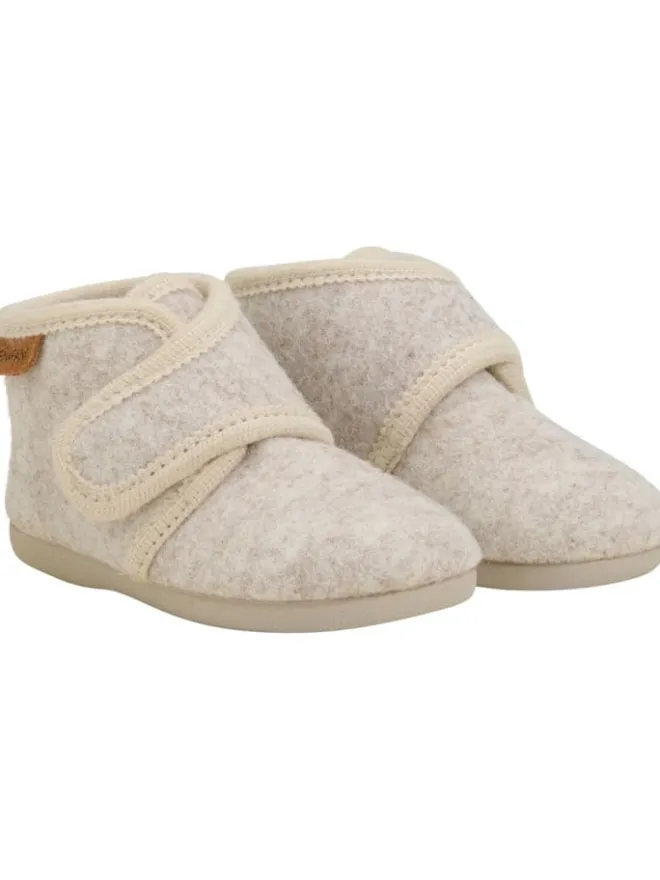 En Fant Hausschuhe^Kinder Hausschuh "Slippers Wool Hook and Loop" in Beige