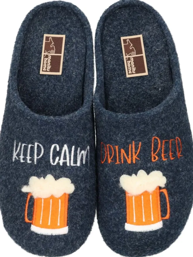 Klassische Hausschuhe in navy>Manitu-Home New