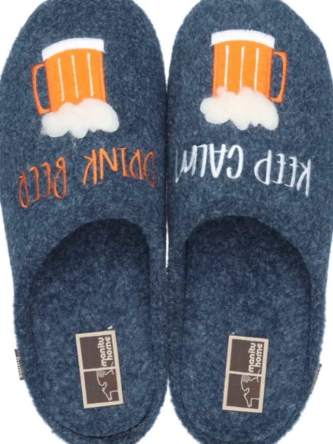 Klassische Hausschuhe in navy>Manitu-Home New