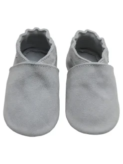 Bemesu Krabbelschuhe^Kleinkindschuhe aus Babyleder, bequeme rutschfeste Sohle - hellgrau