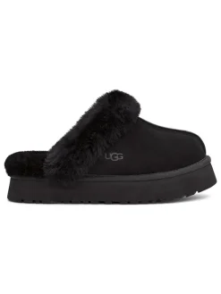 UGG Hausschuhe^Lammfell-Hausschuhe "Disquette" in Schwarz