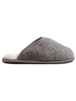 Kaiser Naturfellprodukte H&L Hausschuhe|Hausschuhe^Lammfell-Pantoletten "Cosy Filz" in Grau