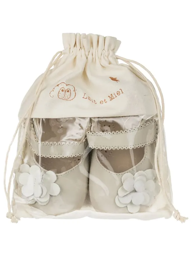 Lait et Miel Lauflernschuhe^Lammleder-Lauflernschuhe "Siloé" in Hellgrau