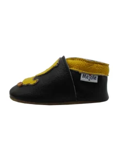 Mejale Krabbelschuhe^Leder Babyschuhe mit kleinem Entenmuster, rutschfeste Sohle, schwarz