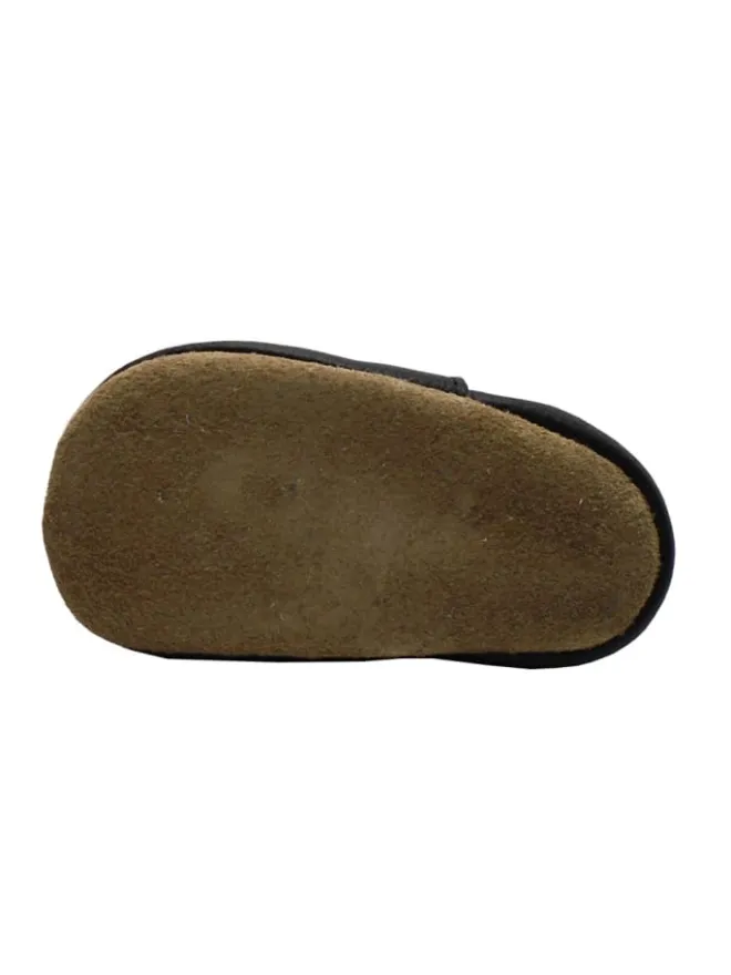 Mejale Krabbelschuhe^Leder Babyschuhe mit kleinem Entenmuster, rutschfeste Sohle, schwarz