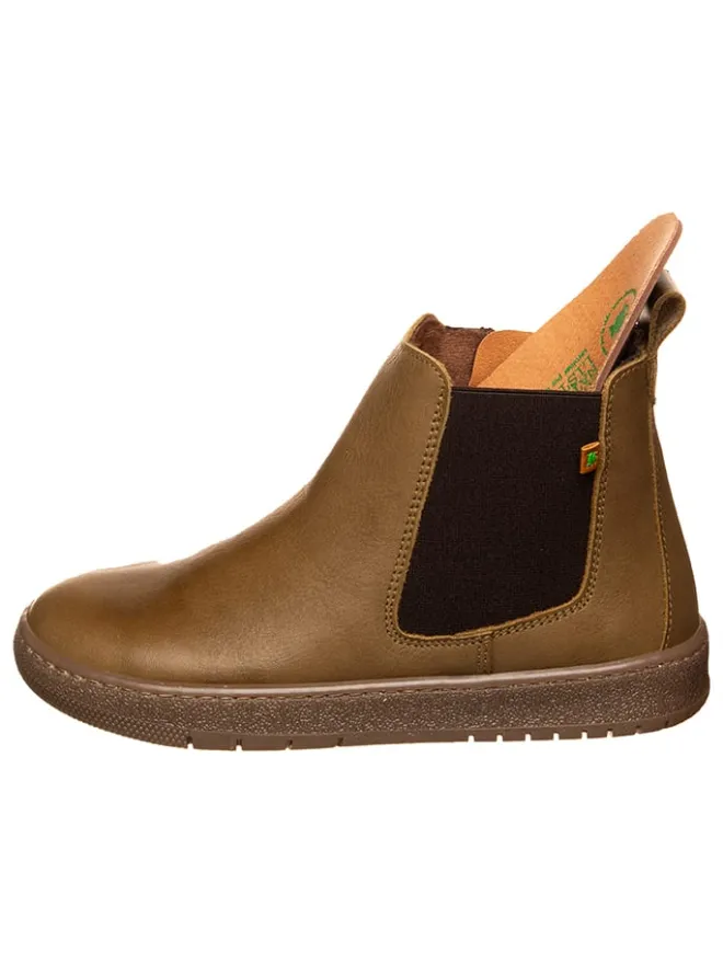 Leder Chelsea-Boots in Oliv>El Naturalista Clearance