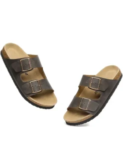 Leder Sandalen Duck in Braunes geöltes Leder><noscript><img width=