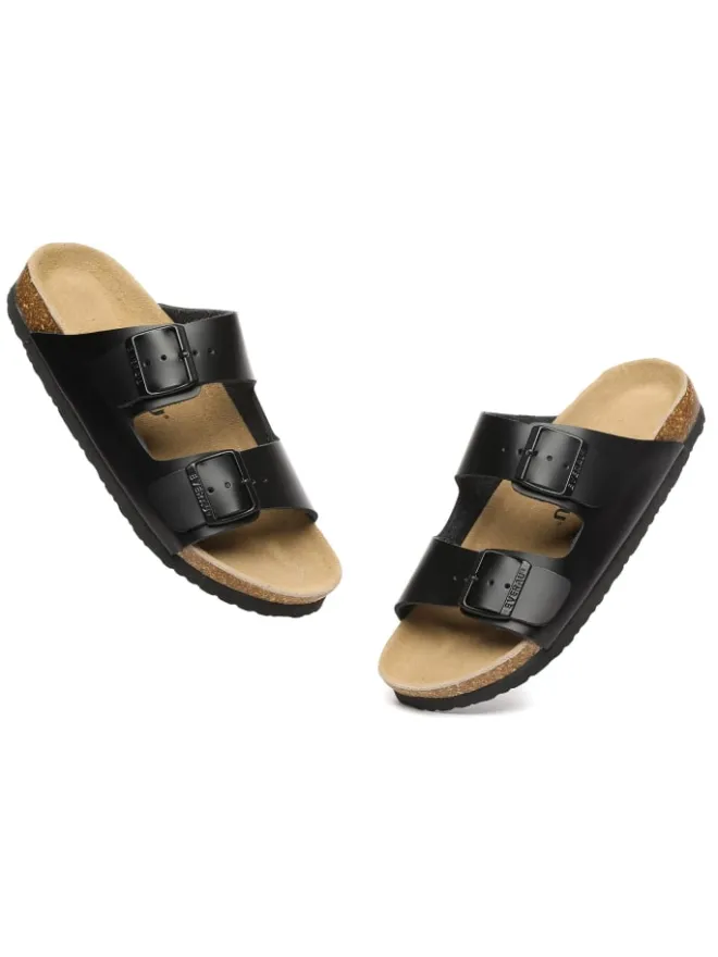 EVERAU Australia Hausschuhe|Sandalen & Pantoletten^Leder Sandalen Duck in Schwarzes Leder