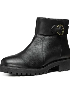 Geox Stiefeletten^Leder-Ankle-Boots "Hoara" in Schwarz
