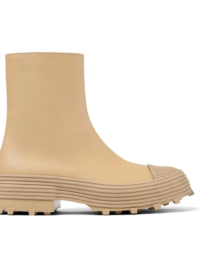 Leder-Ankle-Boots in Beige>Camper Outlet