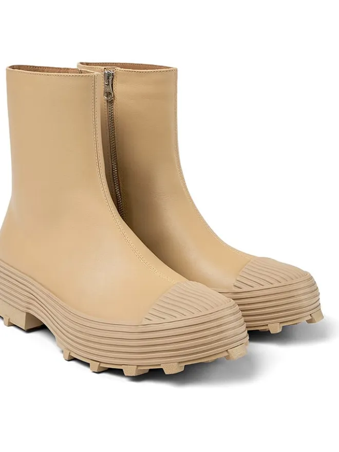 Leder-Ankle-Boots in Beige>Camper Outlet