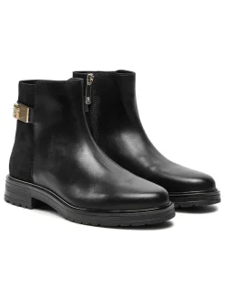 Tommy Hilfiger Shoes Stiefeletten^Leder-Ankle-Boots in Schwarz