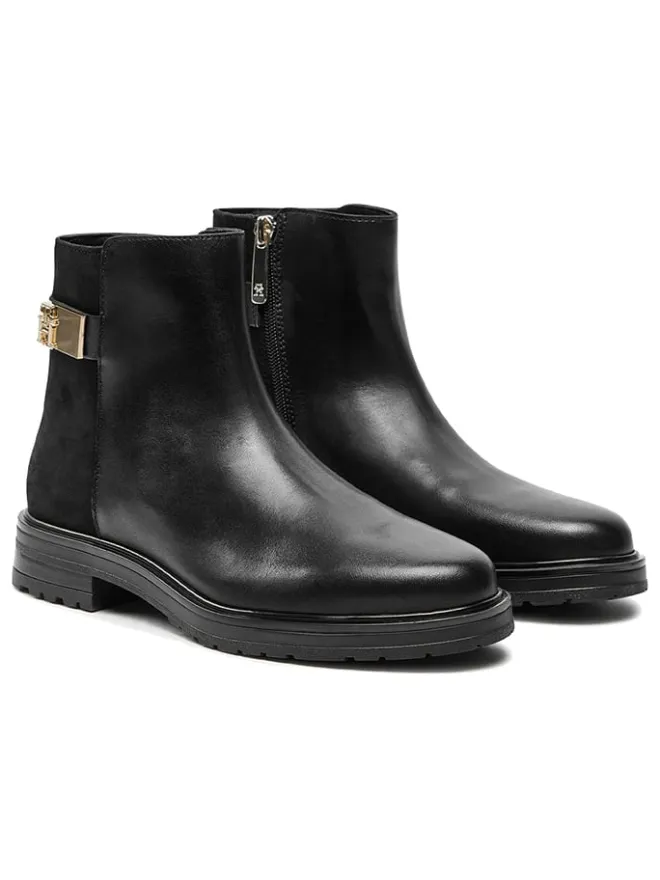 Tommy Hilfiger Shoes Stiefeletten^Leder-Ankle-Boots in Schwarz