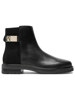 Tommy Hilfiger Shoes Stiefeletten^Leder-Ankle-Boots in Schwarz