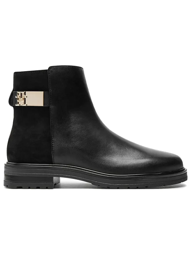 Tommy Hilfiger Shoes Stiefeletten^Leder-Ankle-Boots in Schwarz