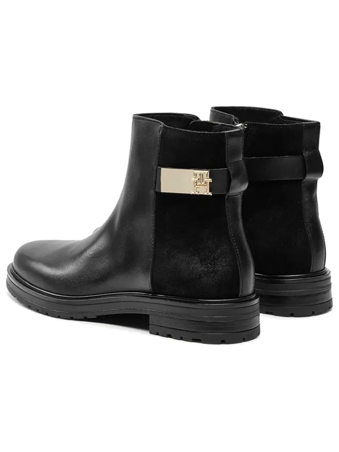 Tommy Hilfiger Shoes Stiefeletten^Leder-Ankle-Boots in Schwarz