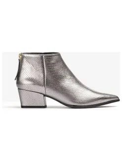 Leder-Ankle-Boots in Silber>Unisa Hot