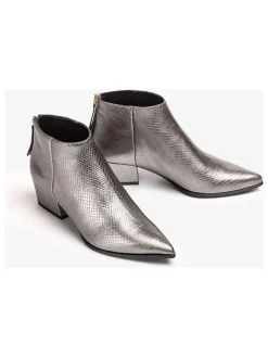 Leder-Ankle-Boots in Silber>Unisa Hot