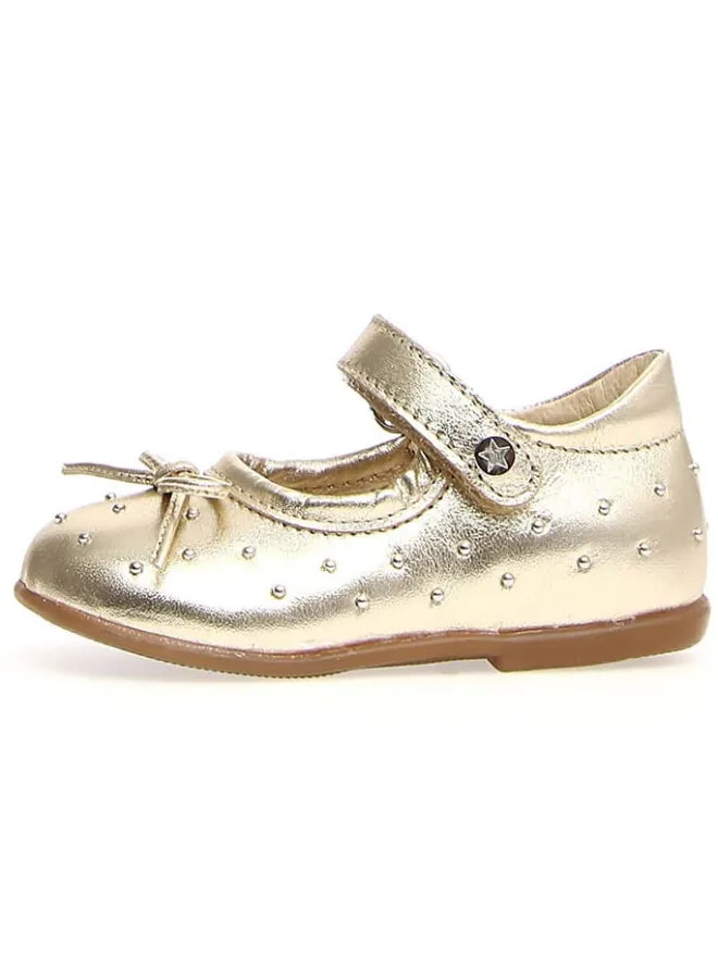 Leder-Ballerinas "Bunnyhops" in Gold>Naturino Clearance