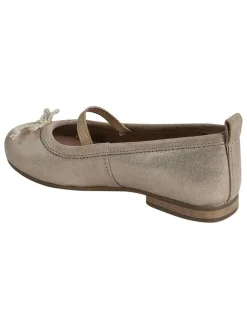 Leder-Ballerinas in Beige/ Gold><noscript><img width=
