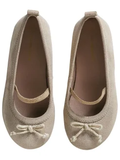 Leder-Ballerinas in Beige/ Gold><noscript><img width=
