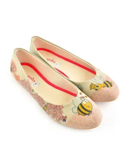 Leder-Ballerinas in Beige/ Bunt>Goby Clearance
