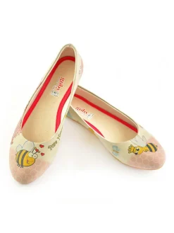 Leder-Ballerinas in Beige/ Bunt><noscript><img width=