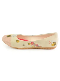 Leder-Ballerinas in Beige/ Bunt><noscript><img width=