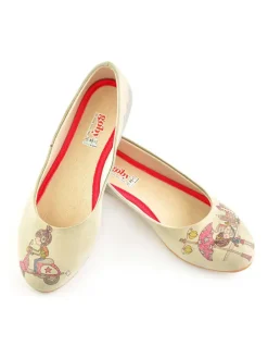 Leder-Ballerinas in Beige/ Bunt>Goby Discount