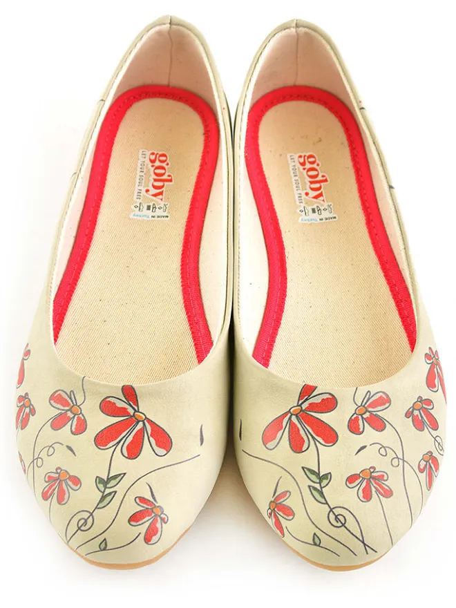 Goby Ballerinas^Leder-Ballerinas in Beige/ Rot