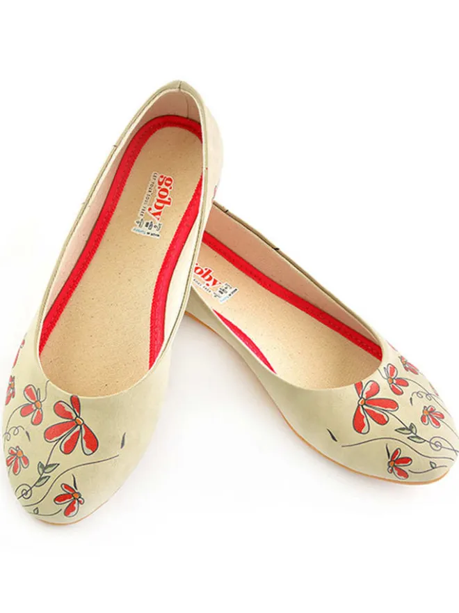 Goby Ballerinas^Leder-Ballerinas in Beige/ Rot