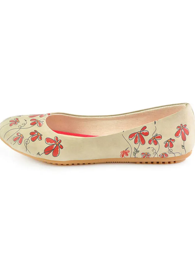 Goby Ballerinas^Leder-Ballerinas in Beige/ Rot