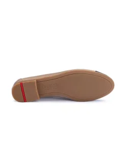 Leder-Ballerinas in Beige/ Dunkelblau><noscript><img width=