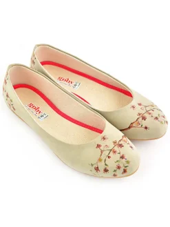 Leder-Ballerinas in Beige/ Rot>Goby Hot