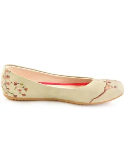 Leder-Ballerinas in Beige/ Rot><noscript><img width=