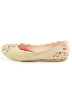 Leder-Ballerinas in Beige/ Rot><noscript><img width=